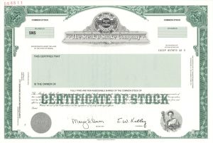 Steak n Shake Co. - 2001 dated Specimen Stock Certificate