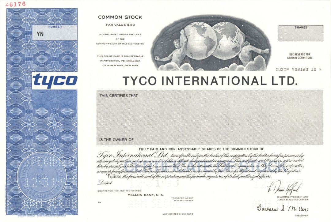 Tyco International Ltd.  -  1993 Specimen Stock Certificate