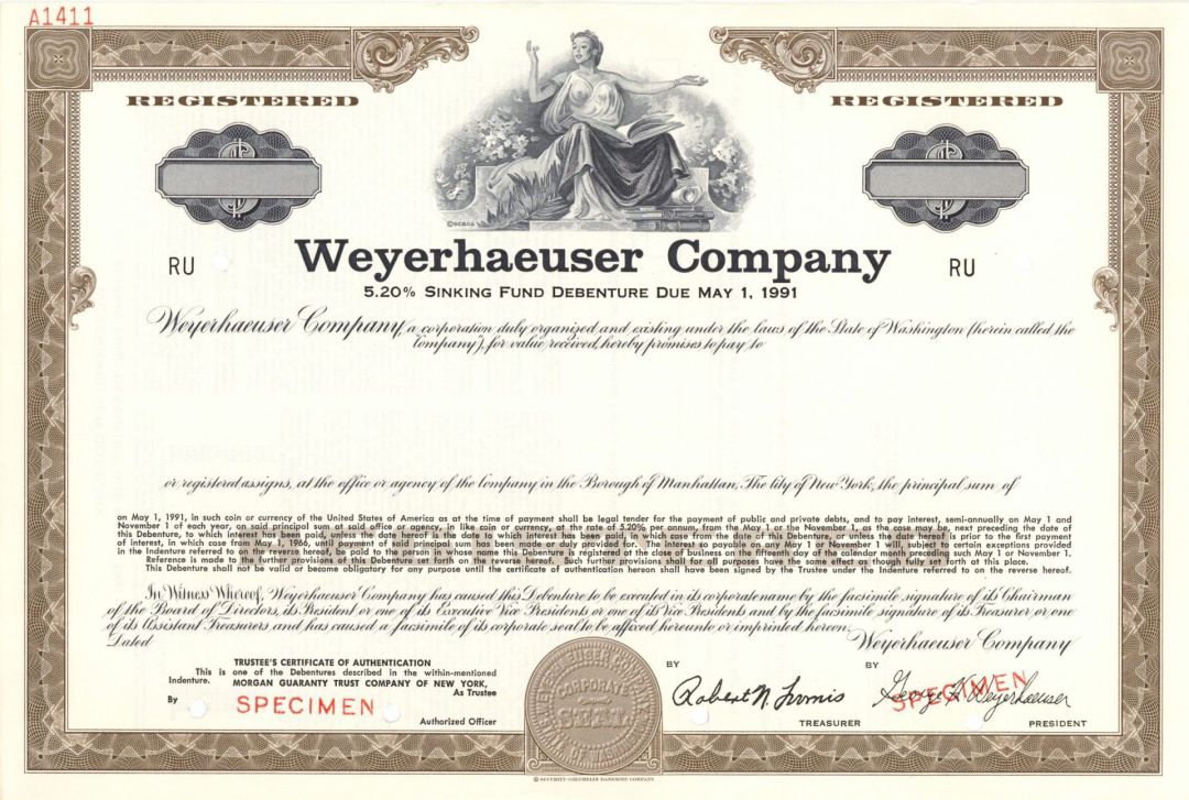 Weyerhaeuser Co. - Specimen Bond - Timberland Company