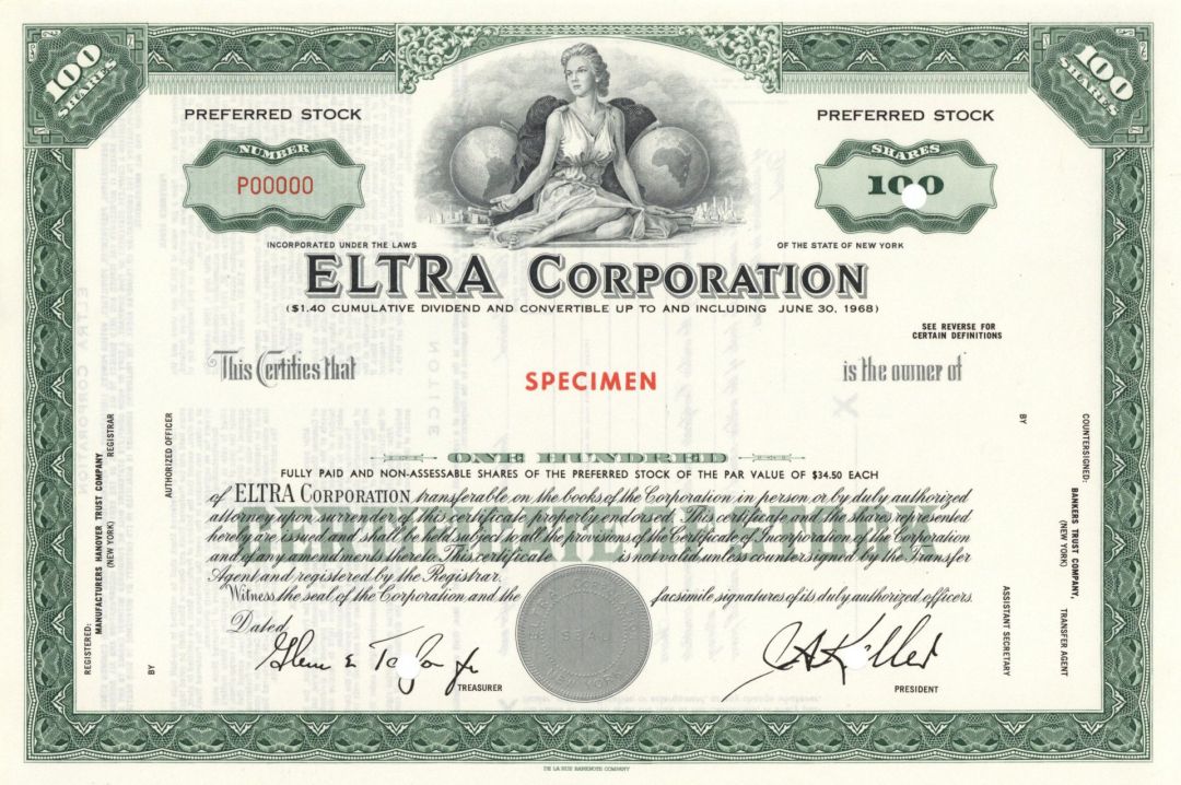 Eltra Corp. - Specimen Stock Certificate
