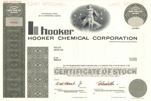 Hooker Chemical Corp. -  1909 dated Specimen Stock Certificate