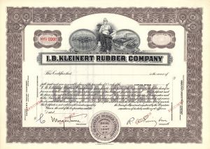 I.B. Kleinert Rubber Co. -  1907 dated Specimen Stock Certificate