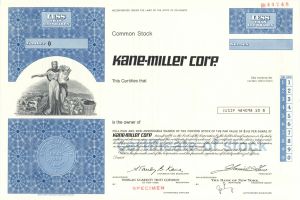 Kane-Miller Corp. -  1964 dated Specimen Stock Certificate