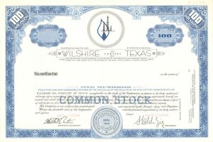 Wilshire Oil Company of Texas -  1951 dated Specimen Stock Certificate