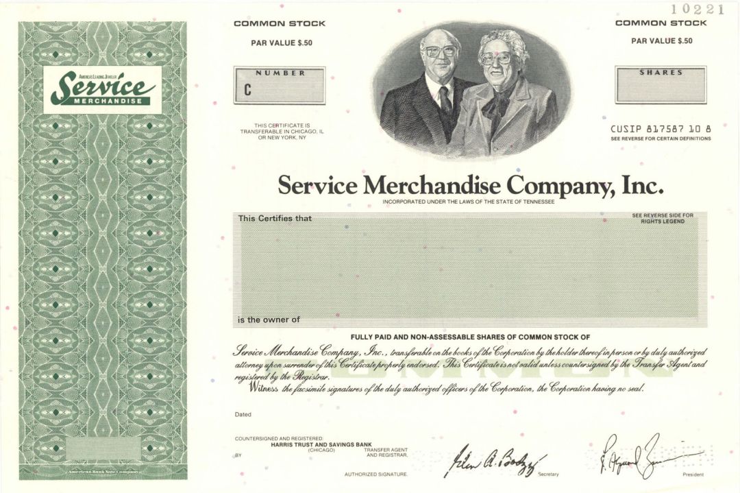 Service Merchandise Company, Inc. -  Specimen Stock Certificate