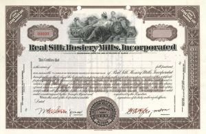 Real Silk Hosiery Mills, Inc. - Specimen Stock Certificate