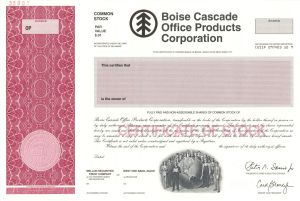 Boise Cascade Office Products Corp. -  1995 dated Specimen Stock Certificate