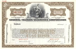 Central-Illinois Securities Corp. -  Specimen Stock Certificate