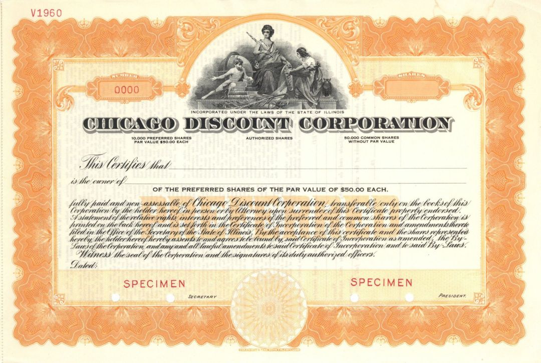 Chicago Discount Corp. -  Specimen Stock Certificate