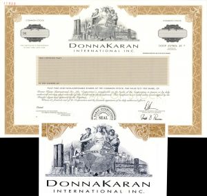 Donna Karan International Inc. -  1996 dated Specimen Stock Certificate