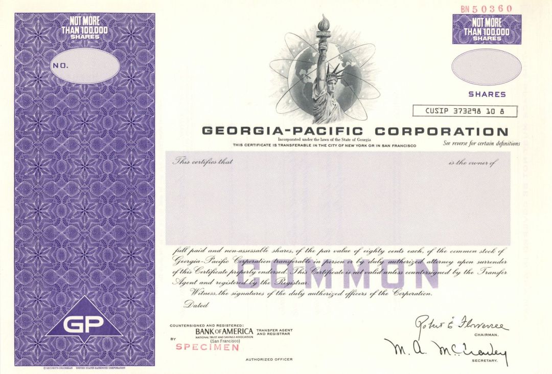 Georgia-Pacific Corp. -  Specimen Stock Certificate