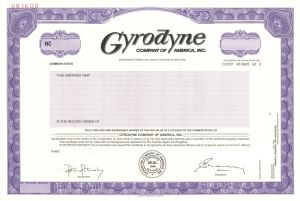Gyrodyne Company of America, Inc. -  1999 dated Specimen Stock Certificate