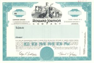 Howard Johnson Co. -  1980 dated Specimen Stock Certificate