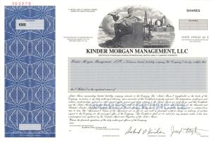 Kinder Morgan Management, LLC -  2001 dated Specimen Stock Certificate