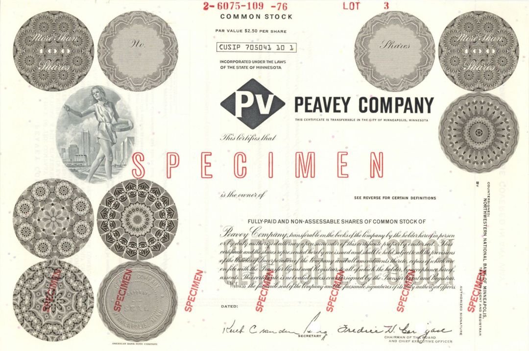 Peavey Co. - Specimen Stock Certificate