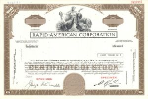 Rapid-American Corp. - 1902 dated Specimen Stock Certificate