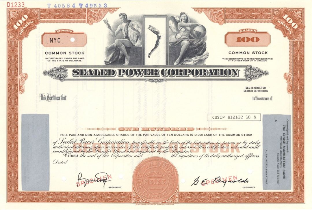Sealed Power Corp. -  Specimen Stock Certificate