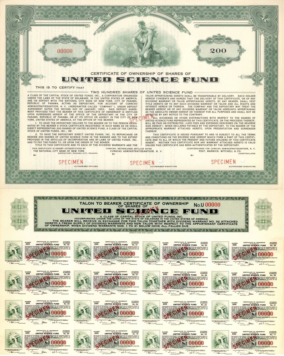 United Science Fund - Specimen Stock Certificate