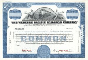 Western Pacific Railroad Co. -  1916 dated Specimen Stock Certificate
