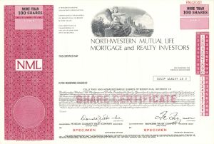 Northwestern Mutual Life Mortgage and Realty Investors dated 1971 - Specimen Stock Certificate