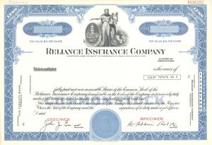 Reliance Insurance Co. - Specimen Stock Certificate