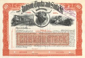 Atchison, Topeka and Santa Fe Railway Co. - Specimen Stock Certificate - Gorgeous Triple Vignette