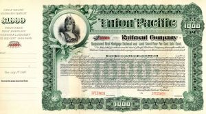 Union Pacific Railroad Co. - $1,000 Specimen Bond