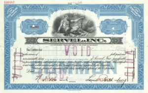 Servel, Inc. - Specimen Stock Certificate