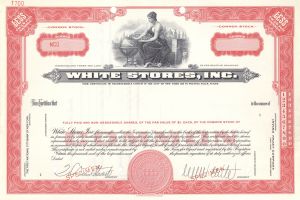 White Stores Inc. - Specimen Stock Certificate - Wichita Falls, Texas
