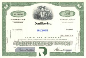 Dan River Mills, Inc. - Specimen Stock Certificate - Danville, Virginia Historic District