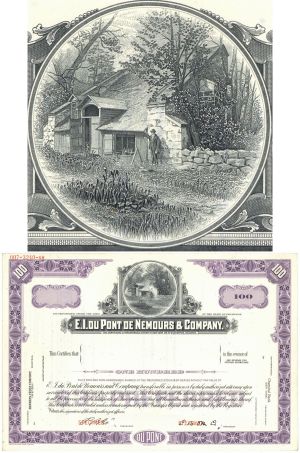 E.I. duPont de Nemours and Co. - Specimen Stock Certificate - Founded by Éleuthère Irénée du Pont 