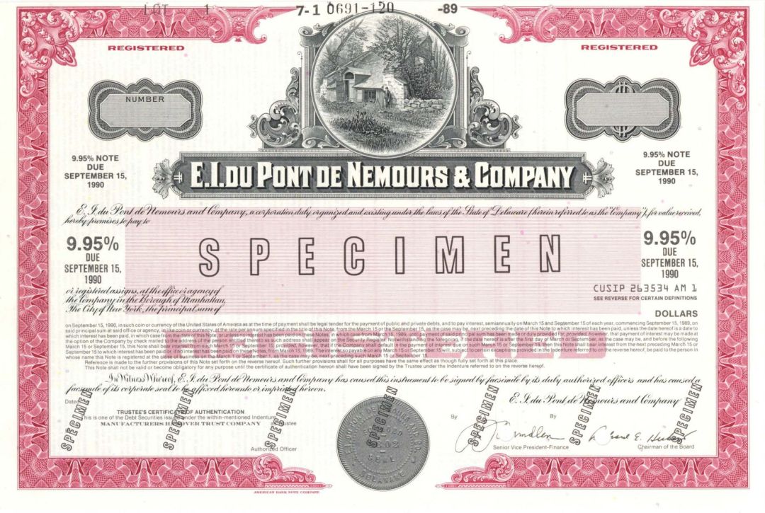 E.I. duPont de Nemours and Co. -  Specimen Bond