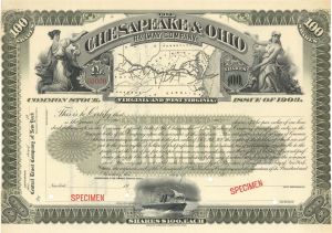 Chesapeake and Ohio Railway Co. - Specimen Stock Certificate