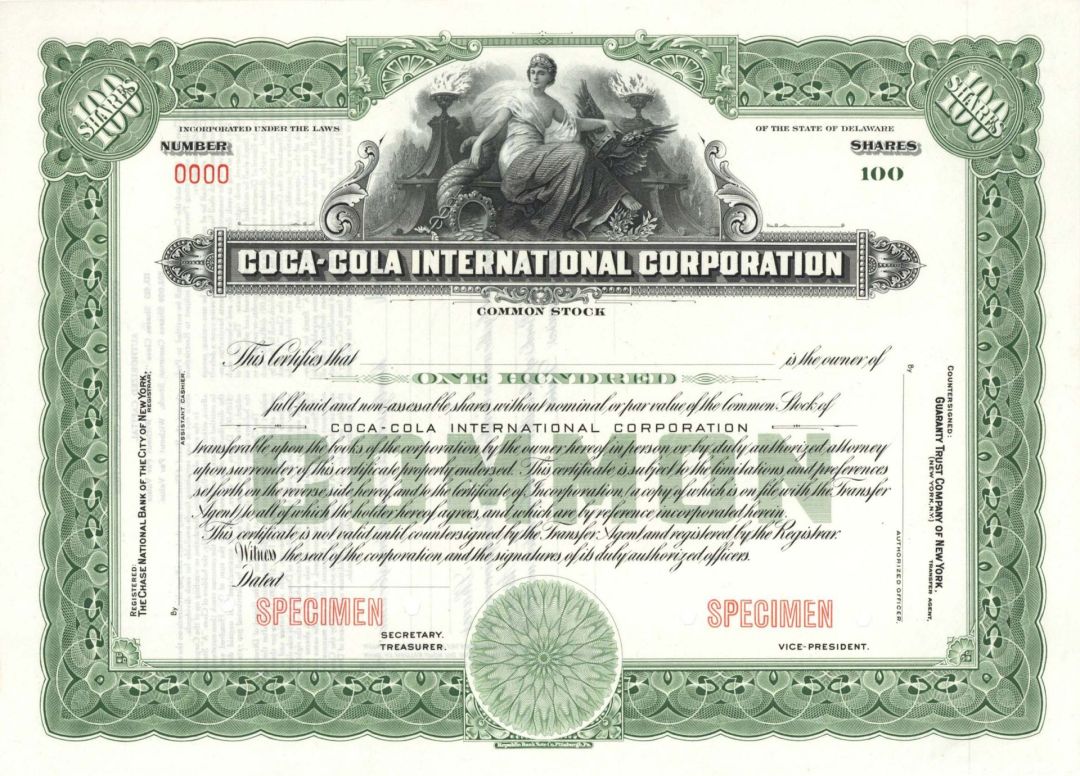 Coca-Cola International Corp.  -  Specimen Stock Certificate