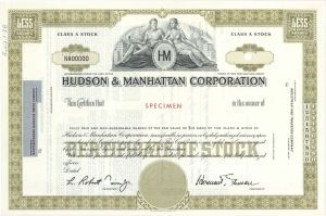 Hudson and Manhattan Corp.  -  Specimen Stock Certificate