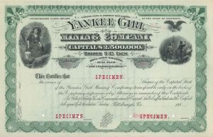 Yankee Girl Mining Co. - Specimen Stock Certificate