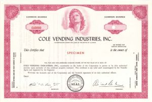 Cole Vending Industries, Inc.  -  Specimen Stock Certificate
