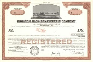 Indiana and Michigan Electric Co.  -  Specimen Bond