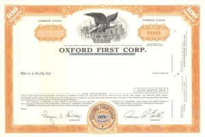 Oxford First Corp. - Specimen Stock Certificate