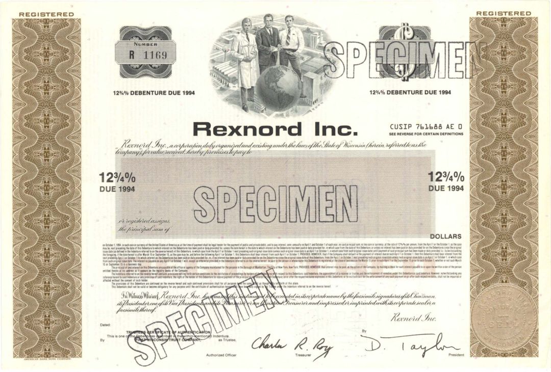 Rexnord Inc. - Specimen Bond