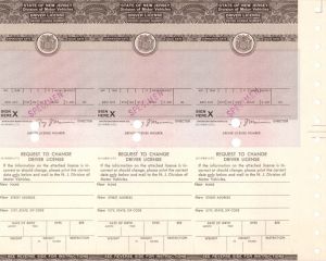 State of New Jersey Division of Motor Vehicles - Specimens