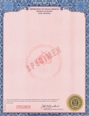 State of Utah Department of Social Services - Specimens