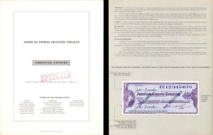 American Express Travelers Cheques Folder - Specimen Amex Checks