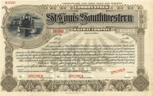 St. Louis Southwestern Railway Co. - Specimen Stock Certificate