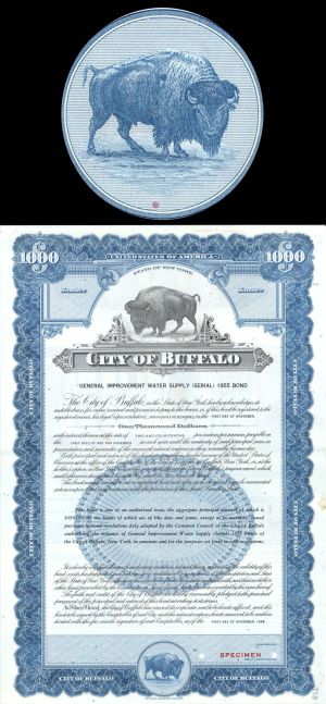City of Buffalo - $1,000 Specimen Bond