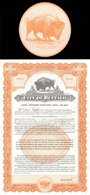 City of Buffalo - $1,000 Specimen Bond