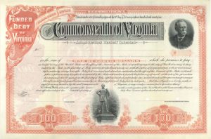 Commonwealth of Virginia - $100 Specimen Bond