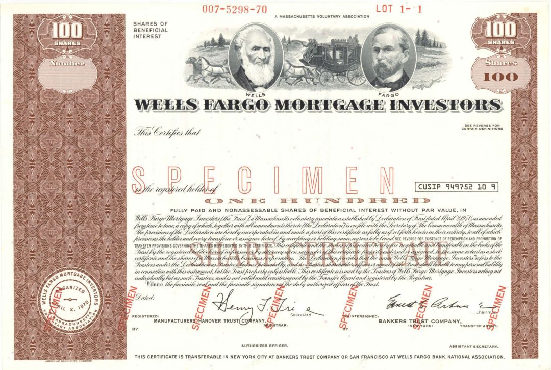 Wells Fargo Mortgage Investors -  Specimen Stock Certificate