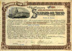 Standard Oil Trust signed by William Rockefeller and Henry Flagler - Stock Certificate - SOLD