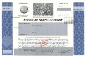 American Skiing Co. - Stock Certificate